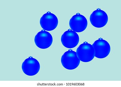 Colored Christmas balls pattern.Abstract Christmas tree toys Background for invitation, card, celebration, party, carnival, festive holiday and Your project.Vector illustration.Gentle blue Background