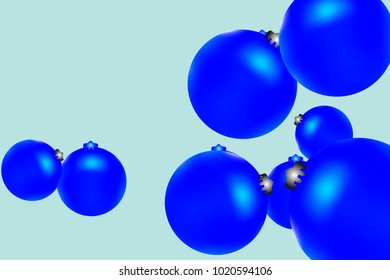Colored Christmas balls pattern.Abstract Christmas tree toys Background for invitation, card, celebration, party, carnival, festive holiday and Your project.Vector illustration.Gentle blue Background
