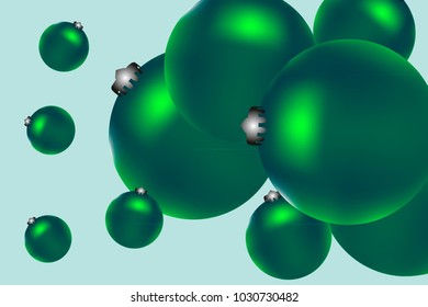 Colored Christmas balls pattern.Abstract Christmas tree toys Background for invitation, card, celebration, party, carnival, festive holiday and Your project.Vector illustration.Gentle blue Background