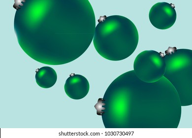 Colored Christmas balls pattern.Abstract Christmas tree toys Background for invitation, card, celebration, party, carnival, festive holiday and Your project.Vector illustration.Gentle blue Background