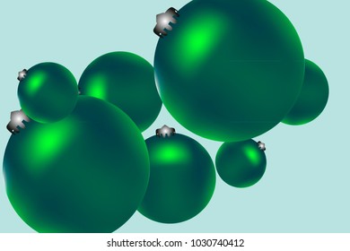 Colored Christmas balls pattern.Abstract Christmas tree toys Background for invitation, card, celebration, party, carnival, festive holiday and Your project.Vector illustration.Gentle blue Background