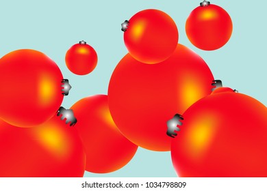 Colored Christmas balls pattern.Abstract Christmas tree toys Background for invitation, card, celebration, party, carnival, festive holiday and Your project.Vector illustration.Gentle blue Background