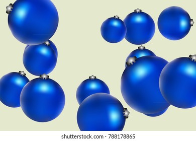 Colored Christmas balls pattern.Abstract Christmas tree toys Background for invitation, card, celebration, carnival, festive holiday and Your project.Vector illustration.Gentle yellow Background