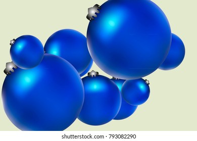 Colored Christmas balls pattern.Abstract Christmas tree toys Background for invitation, card, celebration, carnival, festive holiday and Your project.Vector illustration.Gentle yellow Background