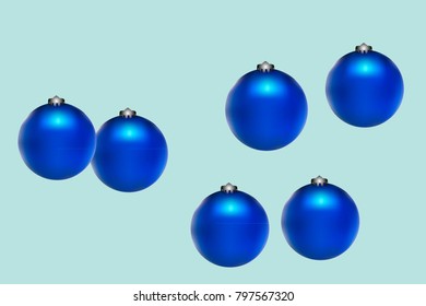 Colored Christmas balls pattern.Abstract Christmas tree toys Background for invitation, card, celebration, party, carnival, festive holiday and Your project.Vector illustration.Gentle blue Background