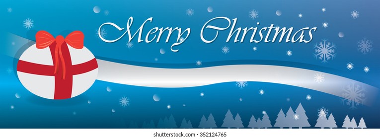 Colored christmas banner with text and a snowball