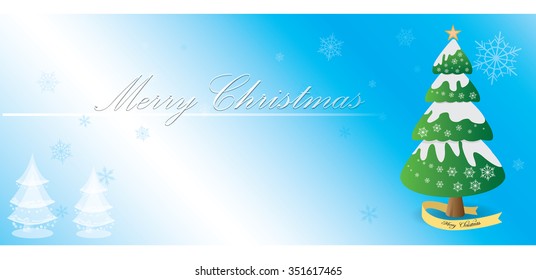 Colored christmas banner with text and a christmas tree