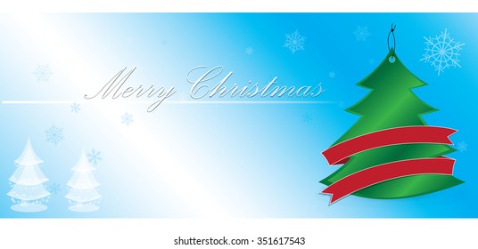 Colored christmas banner with text and a christmas tree