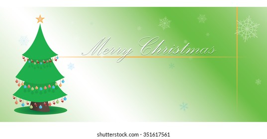 Colored christmas banner with text and a christmas tree