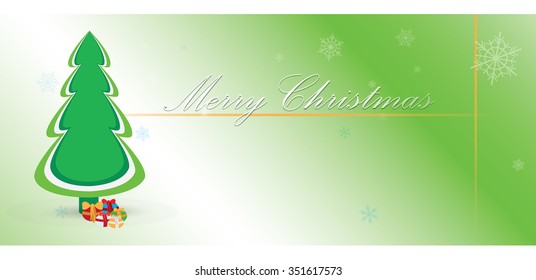 Colored christmas banner with text and a christmas tree
