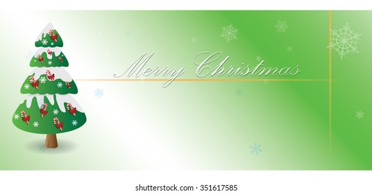 Colored christmas banner with text and a christmas tree