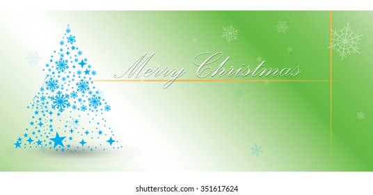 Colored christmas banner with text and a christmas tree