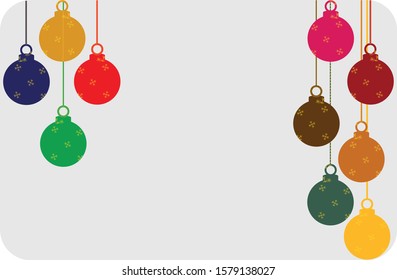 Colored christmas baubles with light grey background