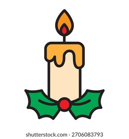 Colored Christmas candle icon vector illustration