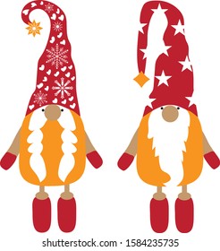 Colored Christmas Gnomes Vector - Decorative Gnomes