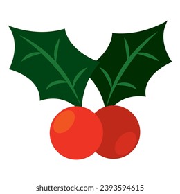 Colored christmas holly leaf sketch icon Vector illustration
