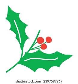 Colored christmas holly leaf sketch icon Vector illustration