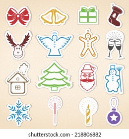 Colored christmas icons, vector eps10 illustration