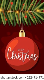Colored christmas invitational card with tree ball Vector