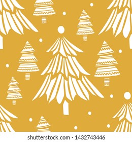 Colored Christmas Pattern with Christmas Trees. Endless Shape.