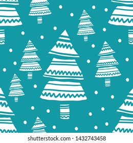 Colored Christmas Pattern with Christmas Trees. Endless Shape.
