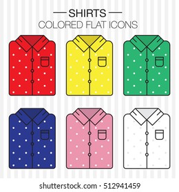 Colored Christmas shirts icons. Vector clothing symbol, logo.