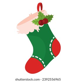 Colored christmas socks icon Vector illustration