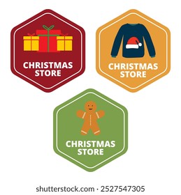 Colored christmas store banners with text on a white background