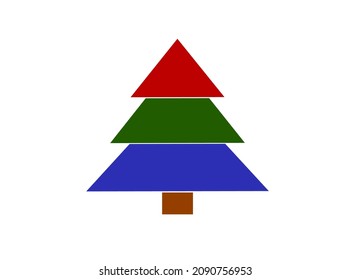 Colored Christmas tree icon on white background. New year, celebration, holidays, christmas.
