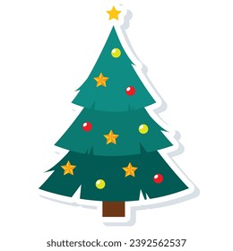 Colored christmas tree icon Vector illustration