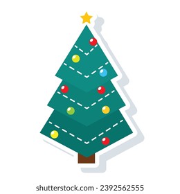 Colored christmas tree icon Vector illustration