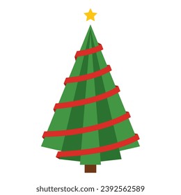 Colored christmas tree icon Vector illustration