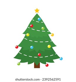 Colored christmas tree icon Vector illustration