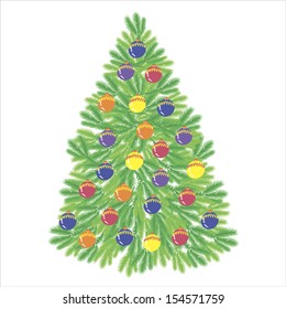 Colored Christmas tree on a white background