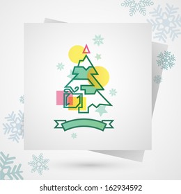 Colored Christmas trees in the snow