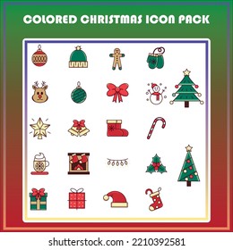 Colored Christmas Vector Icon Pack