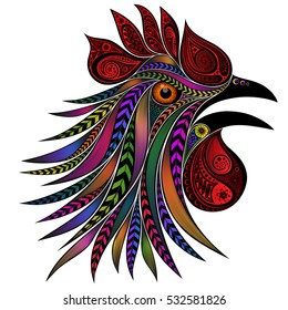 Colored Christmas vector rooster patterns