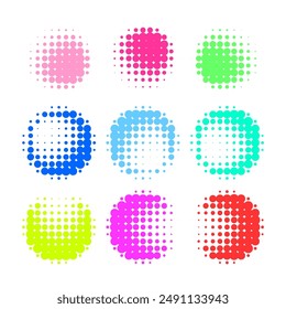 colored circle dotted halftones isolated