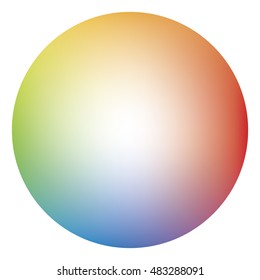 Colored circle with a full spectrum of colors faded in the middle with open space on white