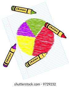 colored circle graph on lined paper - vector