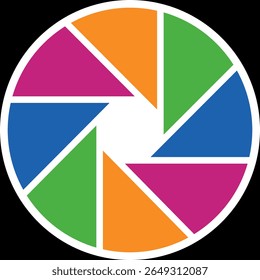 Colored Circle Pie Chart with 4 Segments – Infographic Vector Illustration on Black Background