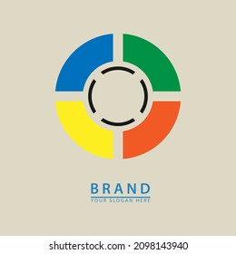 The colored circle vector represents the camera eye for the logo icon. abstract simple flat design technology, entertainment and business.