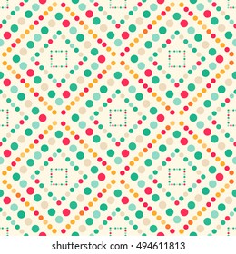 colored circles big and small geometric seamless pattern