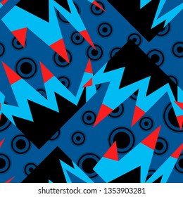Colored circles and curved polygons geometric abstract pattern