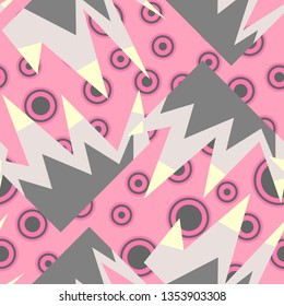 Colored circles and curved polygons geometric abstract pattern