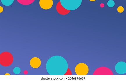 Colored circles dispersed in a blue background, simple and modern decorative background illustration