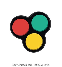 Colored circles display abstract design on plain backdrop