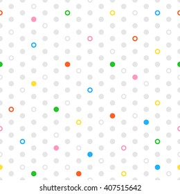 Colored circles, donuts seamless pattern. Summer vector background