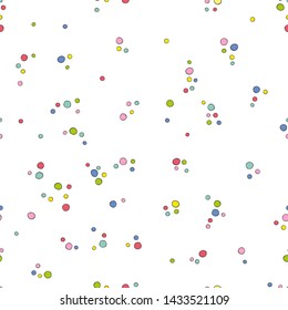 Colored circles. Dots. Seamless vector pattern (background). Cartoon print. 
