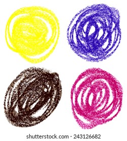 Colored circles drawn with a chalk.